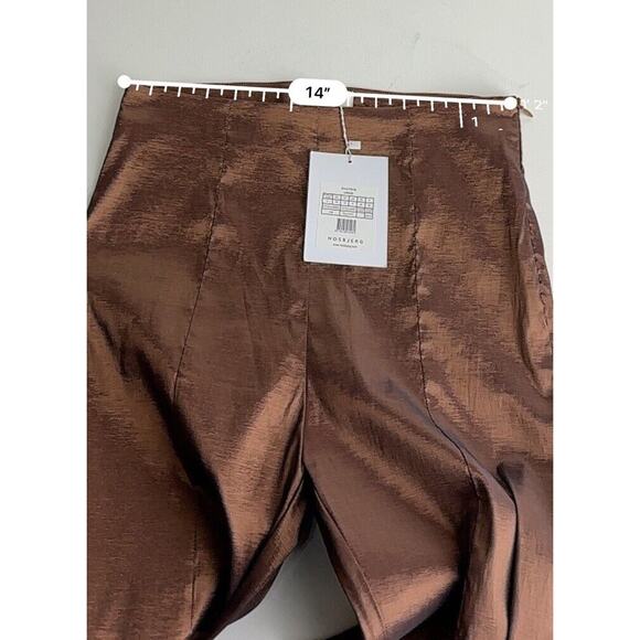Hosbjerg x Free People Elora Metallic Walnut High Waist Split Hem Pants Size L - Picture 7 of 16